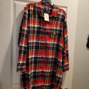 Polo Ralph Lauren Multicolor Plaid Button Down Sleep Shirt